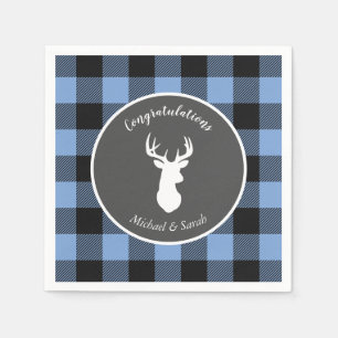 Deer Hunting Lodge Baby Shower Antlers Boy Blue Napkin