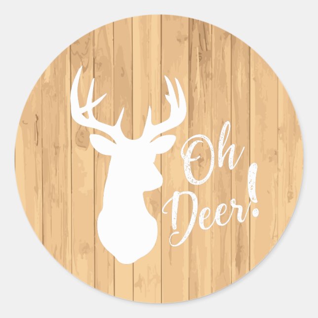 Deer Hunting Lodge Baby Shower Antlers Classic Round Sticker (Front)