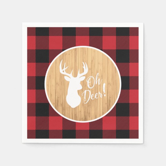 Deer Hunting Lodge Baby Shower Antlers Napkin (Front)