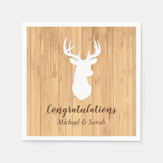 Deer Hunting Lodge Baby Shower Antlers Napkin (Front)