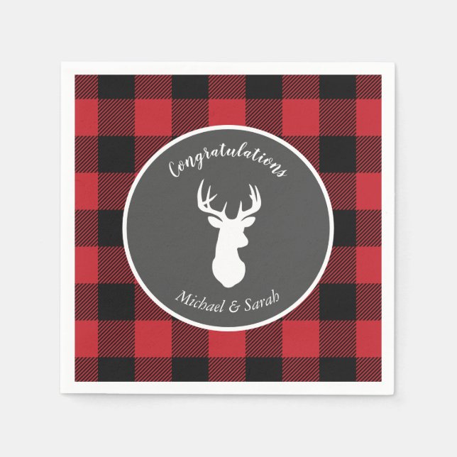 Deer Hunting Lodge Baby Shower Antlers Napkin (Front)