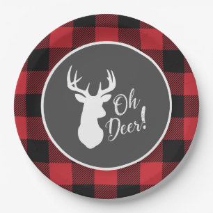 Deer Hunting Lodge Baby Shower Antlers Paper Plate