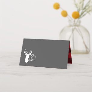 Deer Hunting Lodge Baby Shower Antlers Place Card