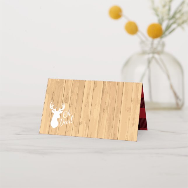 Deer Hunting Lodge Baby Shower Antlers Place Card (Front)