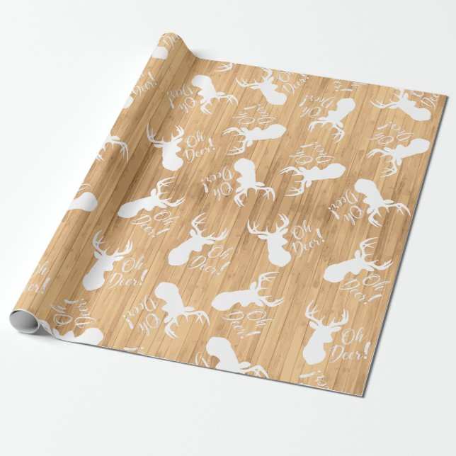 Deer Hunting Lodge Baby Shower Antlers Wrapping Paper (Unrolled)