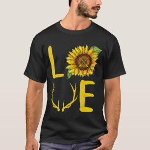 Deer Hunting Love Sunflower Gun Corns Hunt Addict T-Shirt