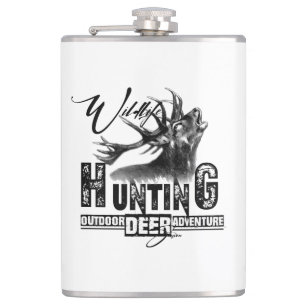 Deer hunting, outdoor adventure travel mug hip flask