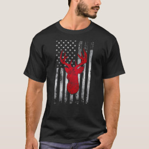 Deer Hunting Patriotic America USA Flag Hunting Lo T-Shirt