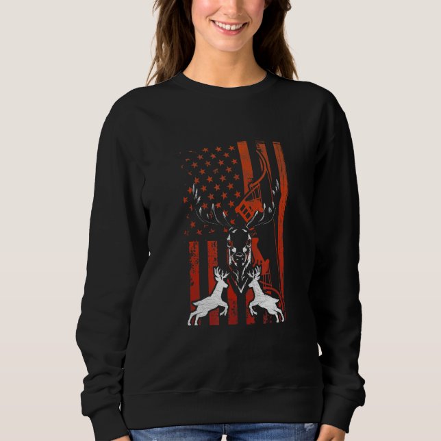 Deer Hunting Patriotic Us Elk Bow Hunter Usa Ameri Sweatshirt (Front)