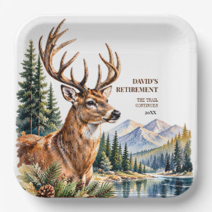 Deer Hunting Retirement Mountain Woodland Paper Plate