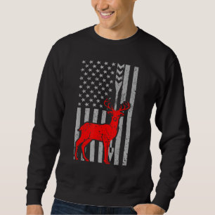 Deer Hunting Rifle American Flag Archery For Hunte Sweatshirt