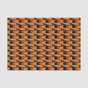Deer Hunting Silhouette Pattern Orange Background Tissue Paper