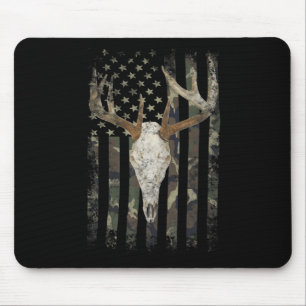 Deer Hunting Skull American Camo USA Flag Whitetai Mouse Pad