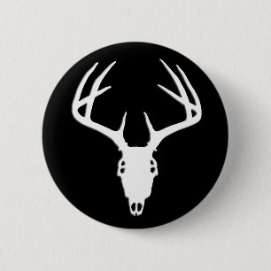 Deer Hunting Skull w/ Antlers 6 Cm Round Badge