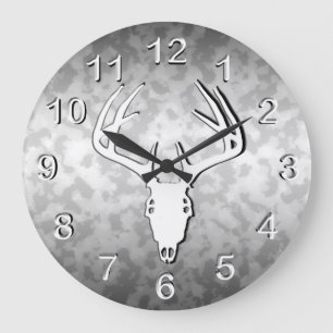 Deer Hunting Skull w/ antlers Large Clock