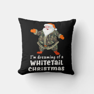 Deer Hunting Whitetail Christmas Camo Santa  Cushion