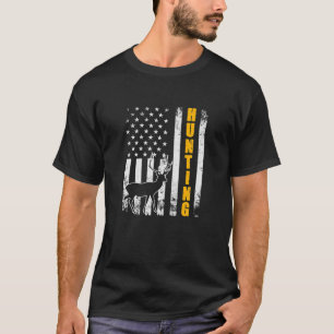 Deer Hunting Whitetail Hunter American Flag USA Pa T-Shirt
