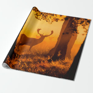 Deer in a danish forestdeer,autumn,beautiful,denma wrapping paper