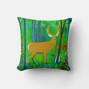 Deer in a Fantasy Forest Setting Cushion