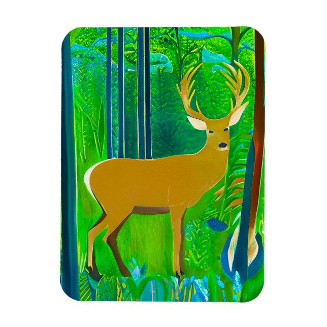 Deer in a Fantasy Forest Setting  Magnet (Vertical)