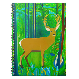 Deer in a Fantasy Forest Setting Notebook