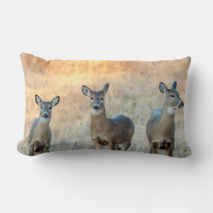 Deer in a field lumbar cushion
