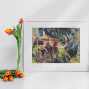 Deer in a Flower Garden by Franz Marc Poster