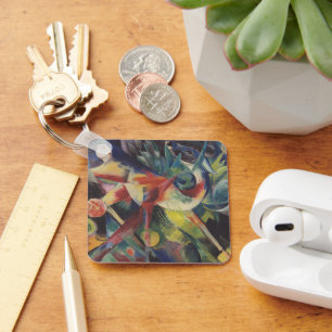 Deer in a Flower Garden by Franz Marc, Vintage Art Key Ring