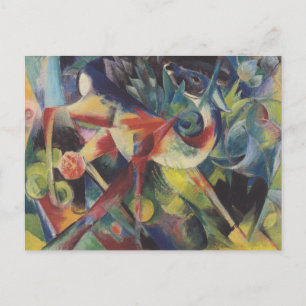 Deer in a Flower Garden by Franz Marc, Vintage Art Postcard