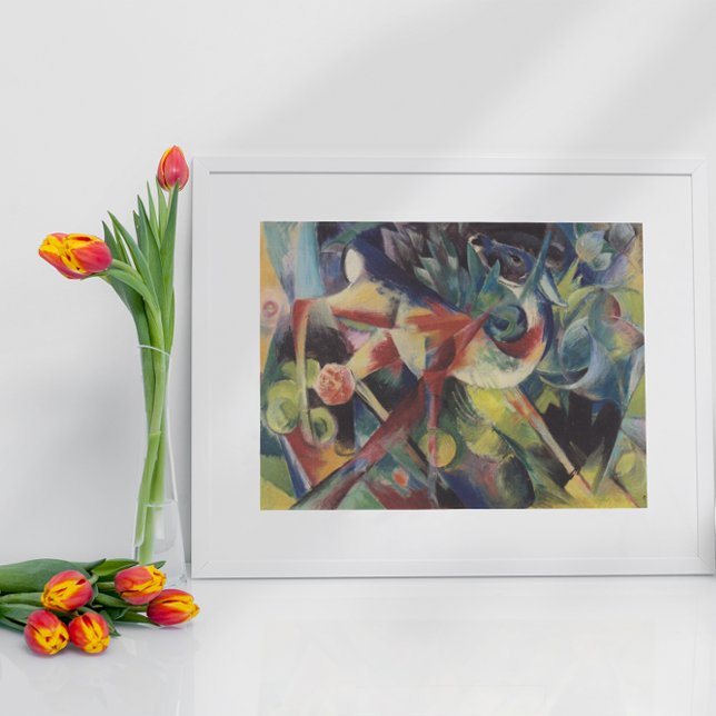 Deer in a Flower Garden by Franz Marc, Vintage Art Poster (Creator Uploaded)