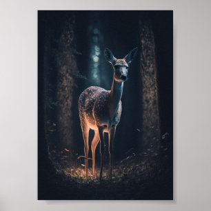 Deer in a Magical Forest Poster