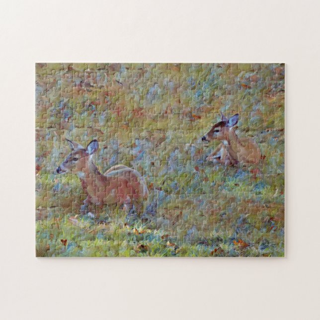 Deer in a Meadow Animal Art Puzzle (Horizontal)
