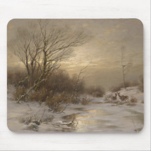 Deer in a Winter Landscape – Désiré Thomassin Mouse Pad