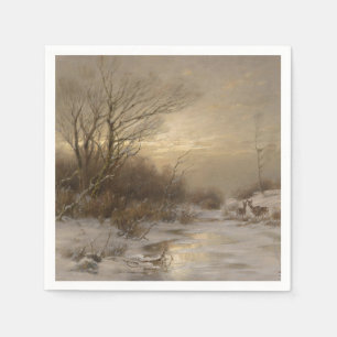 Deer in a Winter Landscape – Désiré Thomassin Napkin
