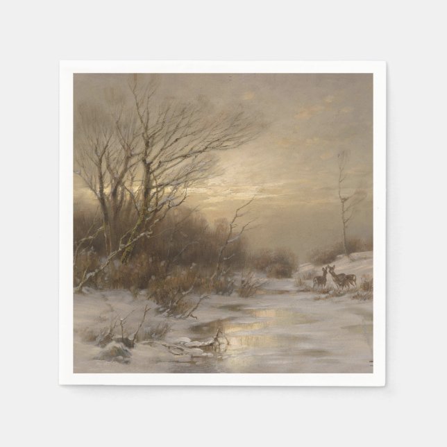 Deer in a Winter Landscape – Désiré Thomassin Napkin (Front)