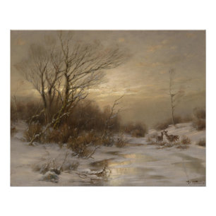 Deer in a Winter Landscape – Désiré Thomassin Poster