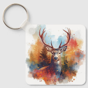 Deer in an Autumn Forest Key Ring