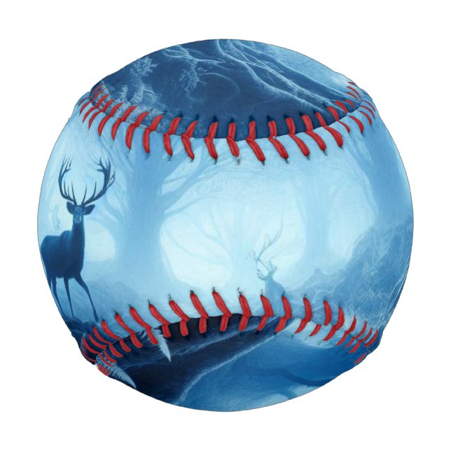 Deer in Dark Forest of Blue Haze Baseball (Front)