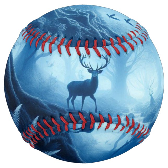 Deer in Dark Forest of Blue Haze Softball (Front)