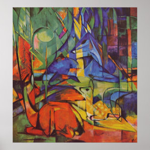 Deer in Forest by Franz Marc Poster