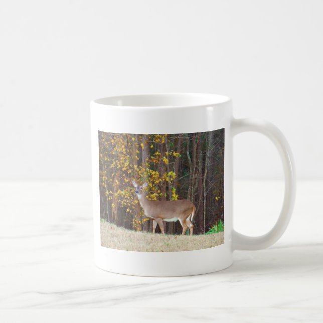 Deer in Front of Yellow Autumn Tree Coffee Mug (Right)