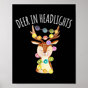 Deer In Headlights Christmas Lights Funny Poster