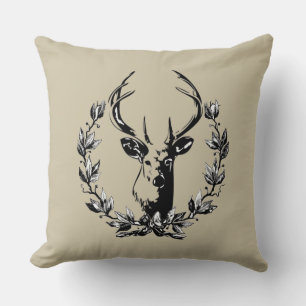 Deer in Laurel Leaves Cushion