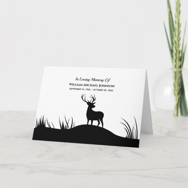 Deer In Loving Memory Remembrance Funeral Memorial Thank You Card (Front)