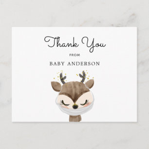 Deer in Mask Baby Shower Thank You Postcard