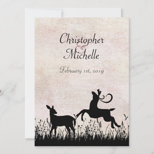 Deer in Meadow Wedding Invitation (Front)