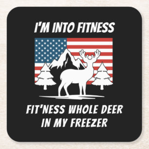 Deer In My Freezer - Deer Hunter Deer Hunting Square Paper Coaster