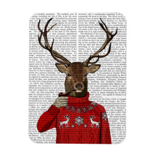 Deer in Ski Sweater 2 Magnet