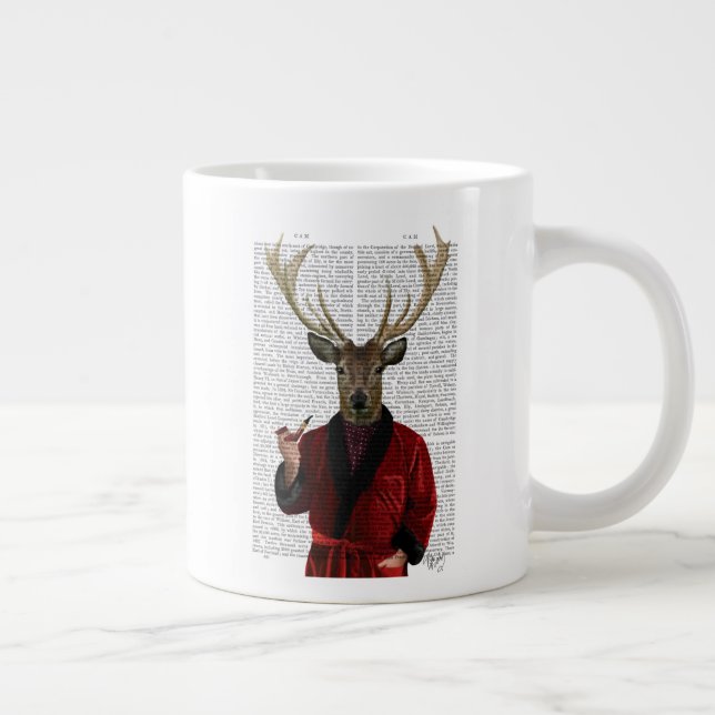 Deer in Smoking Jacket Large Coffee Mug (Right)