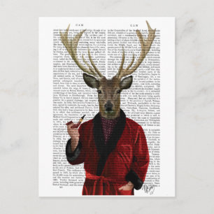 Deer in Smoking Jacket Postcard